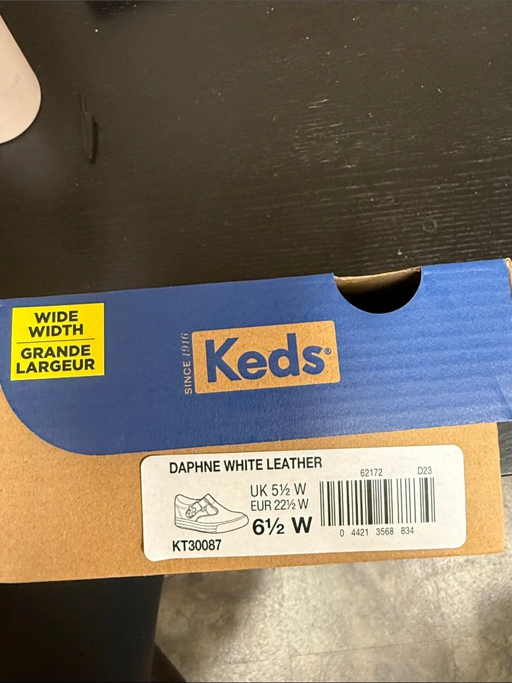 Keds Toddler Kids White Leather Daphne Sneakers - Wide Width Size 6.5W